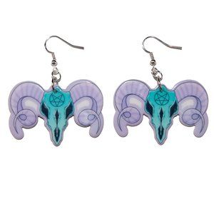 3/$25 Pentagram Ram Head Pastel Goth Earrings hypoallergenic nickel free 925‎